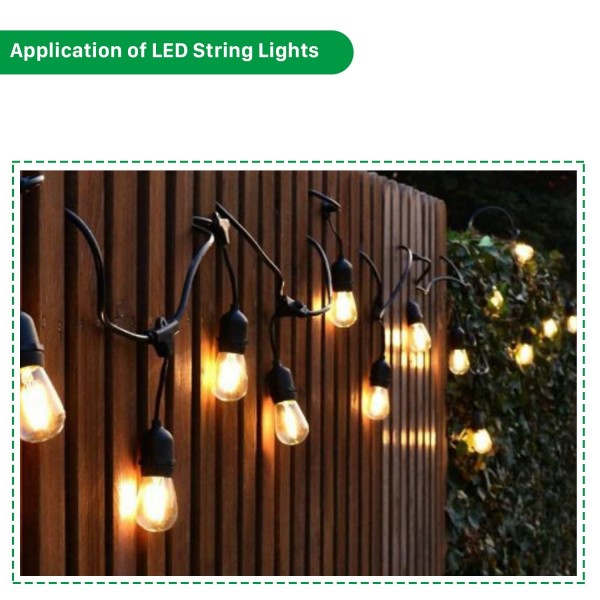 24FT LED String Lights - Outdoor Commercial Grade Weatherproof with 7 ...