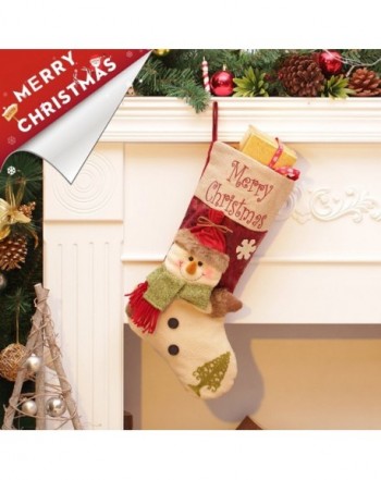 XmasDecor Christmas Stockings Applique Embroidered