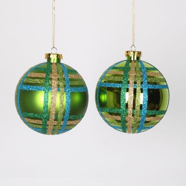 Green Glitter Shatterproof Christmas Ornaments