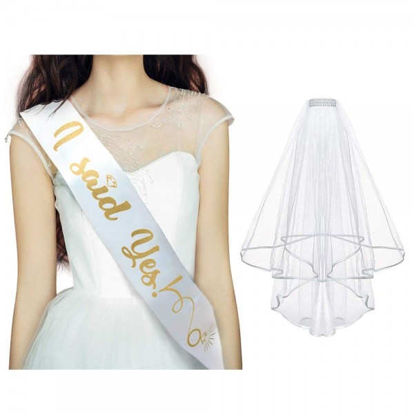 Gold White Said Sash Veil