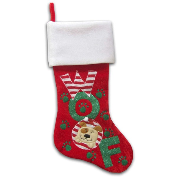 Dog Christmas Stocking WOOF inch