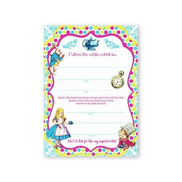 Alice Wonderland Brights Invitations Envelopes