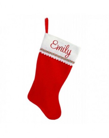 Personalized Christmas Stocking - Red and White Felt - CP129WM99YB