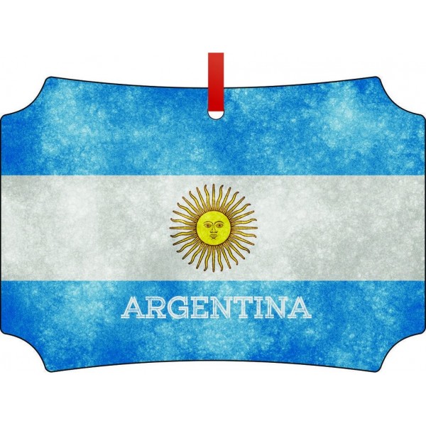 Argentinian Flag TM Double Sided Aluminum Ornament