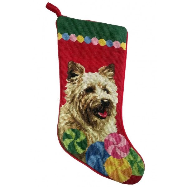 Terrier Christmas Stocking Hand Stiched Needlpoint