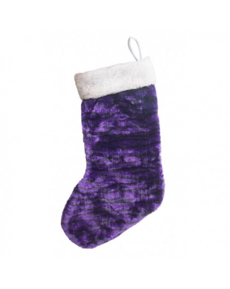 Purple Stylish Jungle Print Christmas Stocking w/Purple Bells - CF112OB5KBJ