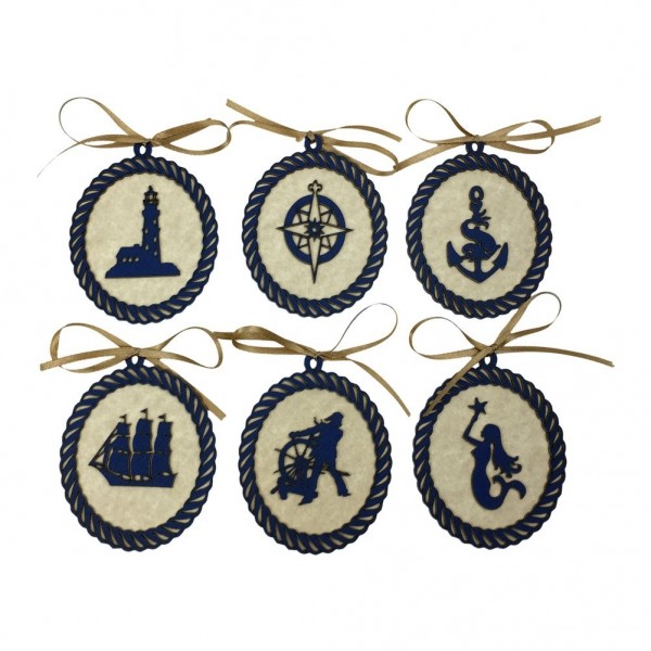 Nautical Silhouette Christmas Ornaments Collection