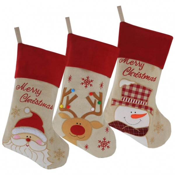 DEJU Burlap Christmas Stockings Set