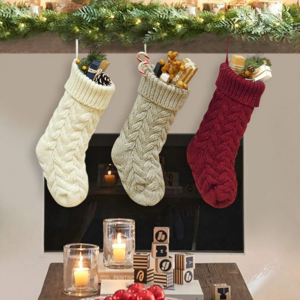 3 Pack Classic Christmas Knit Stockings 14