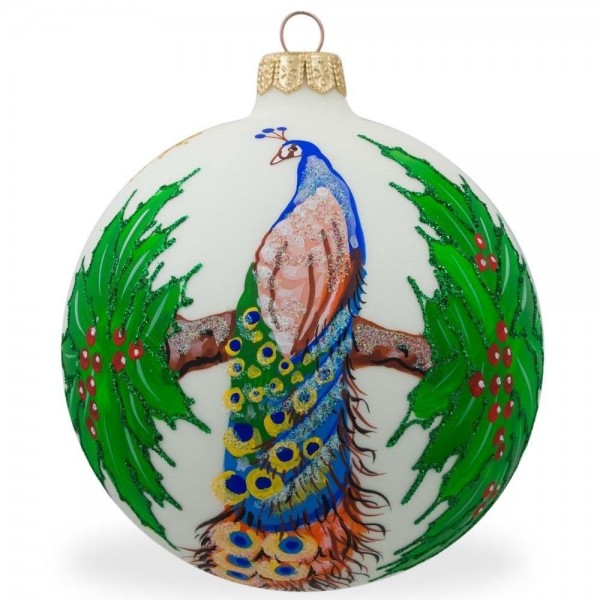 BestPysanky Peacock Branch Christmas Ornament