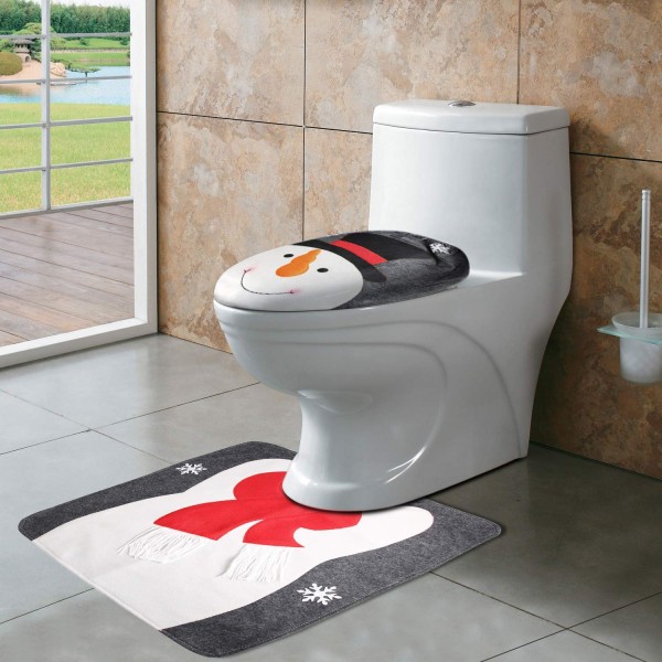 CrtWorld Christmas Toilet Snowman Bathroom
