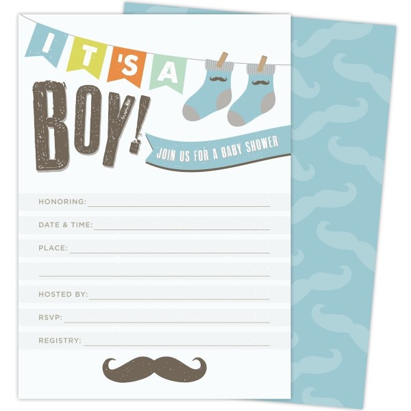 Invitations Mustache Envelopes Festive Multi Color