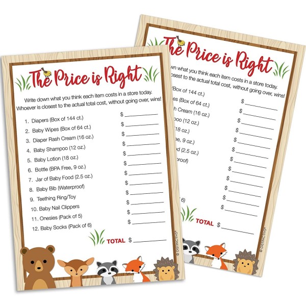 Woodland Price Right Shower Cards