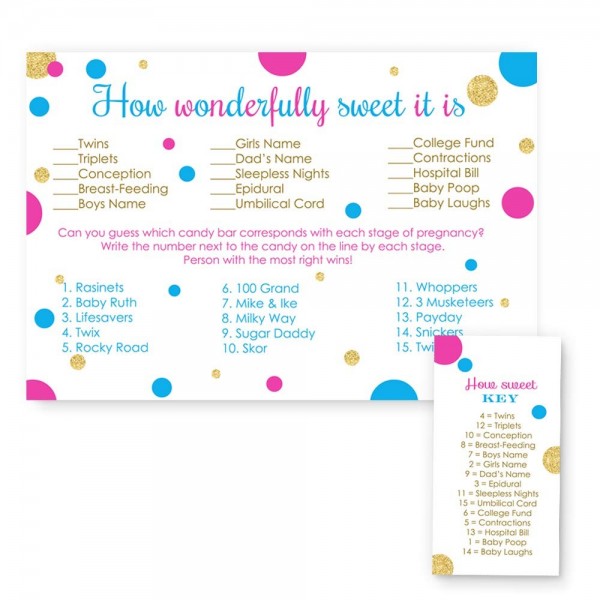 Sweet Baby Shower Game Cards