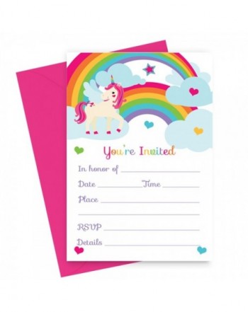 Unicorn Birthday Party Invitations Envelopes