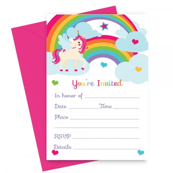 Unicorn Birthday Party Invitations Envelopes