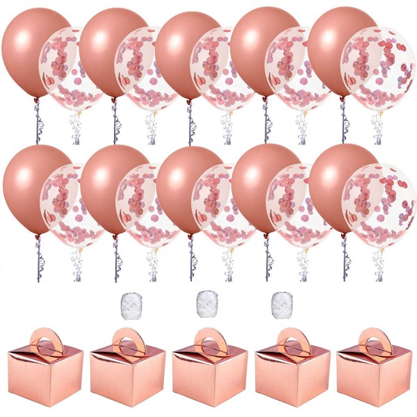 Rose Gold Confetti Balloons Set