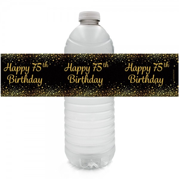 Black Birthday Party Bottle Labels