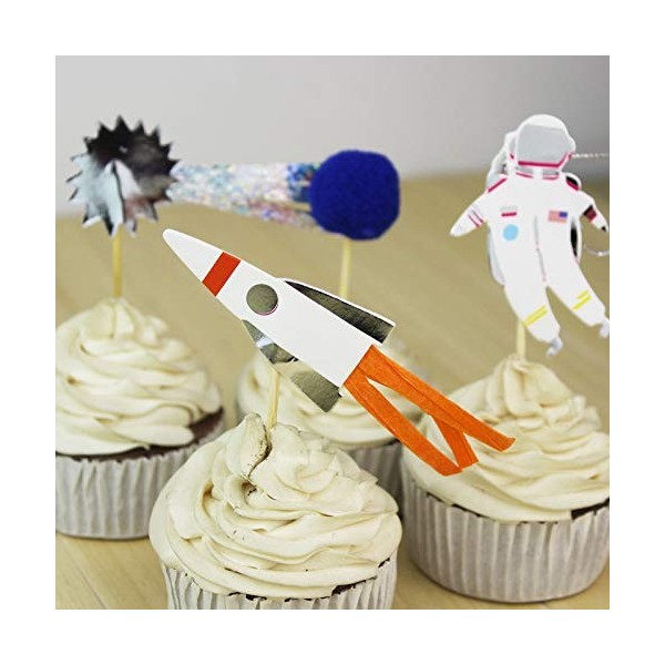 iMagitek Astronaut Cupcake Decorations Birthday