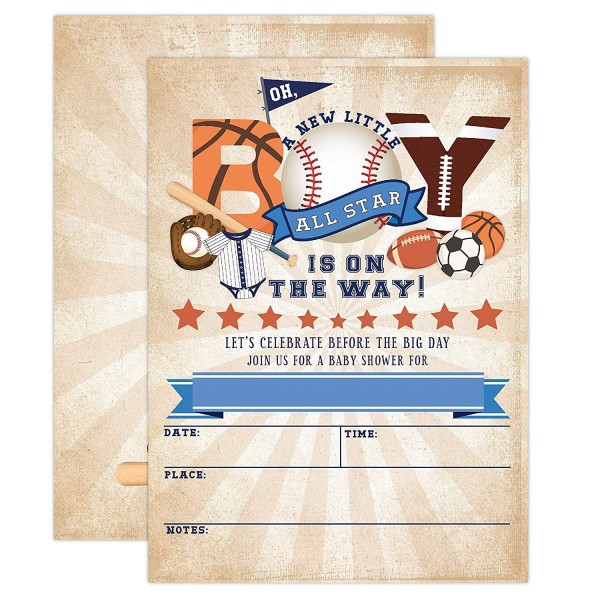 Invitations Football Baseball Basketball Envelopes