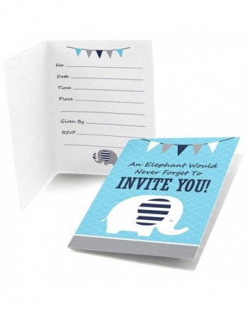 Blue Elephant Shower Birthday Invitations