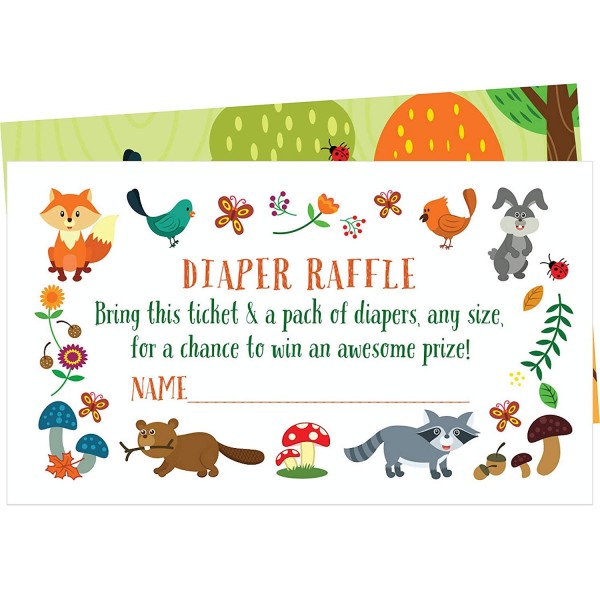 Woodland Creatures Diaper Raffle Tickets