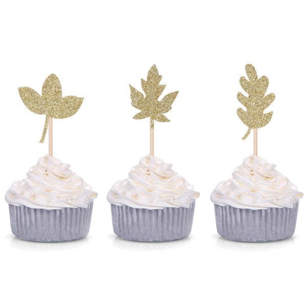 Leaves Cupcake Toppers Thanksgiving Decorations