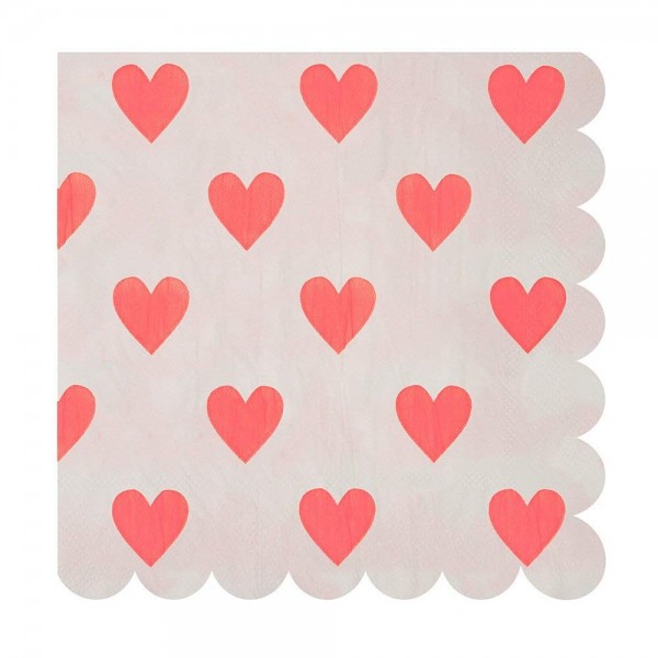 Meri Pink Hearts Napkins Large