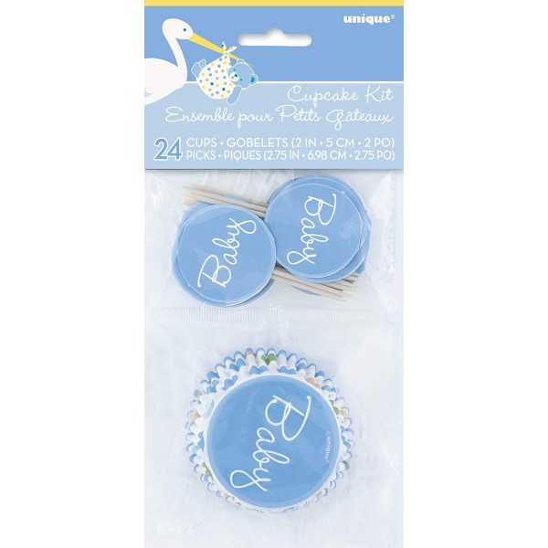 Blue Stork Baby Shower Cupcake