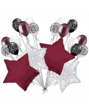 Burgundy Filigree Balloon Bouquet Wedding