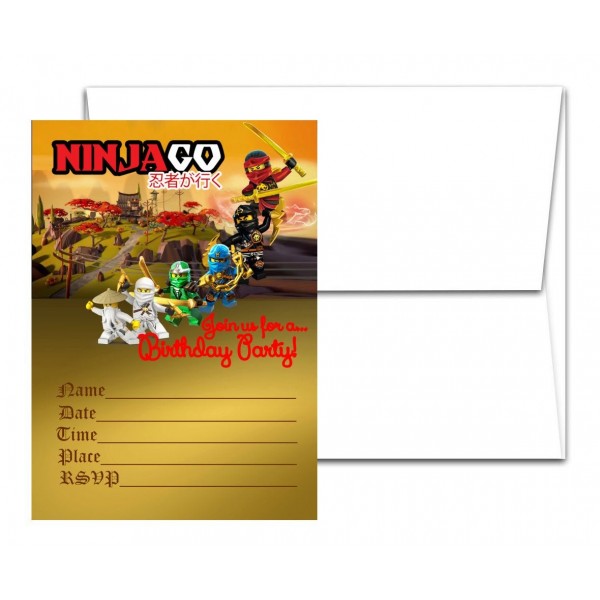 NINJAGO Birthday Invitation Envelops Included