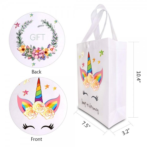 10 Pack Unicorn Party Favor Gift Bags with Dreamlike Unicorn Design ...