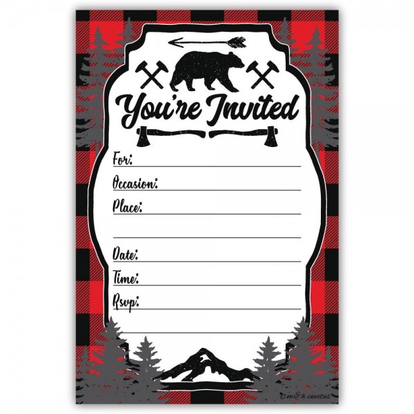 Lumberjack Rustic Birthday Invitations Envelopes