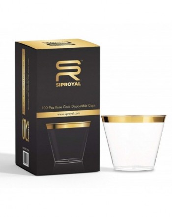 100 Gold Plastic Cups Premium