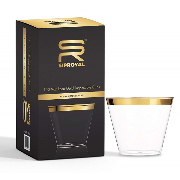 100 Gold Plastic Cups Premium