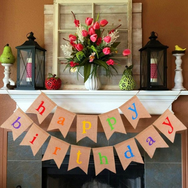 Burlap Birthday Colorful Decorations VAG041S