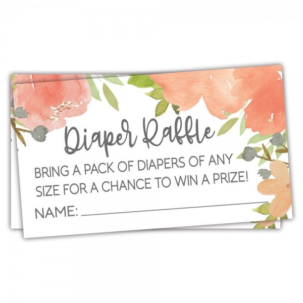 Watercolor Floral Diaper Raffle Tickets