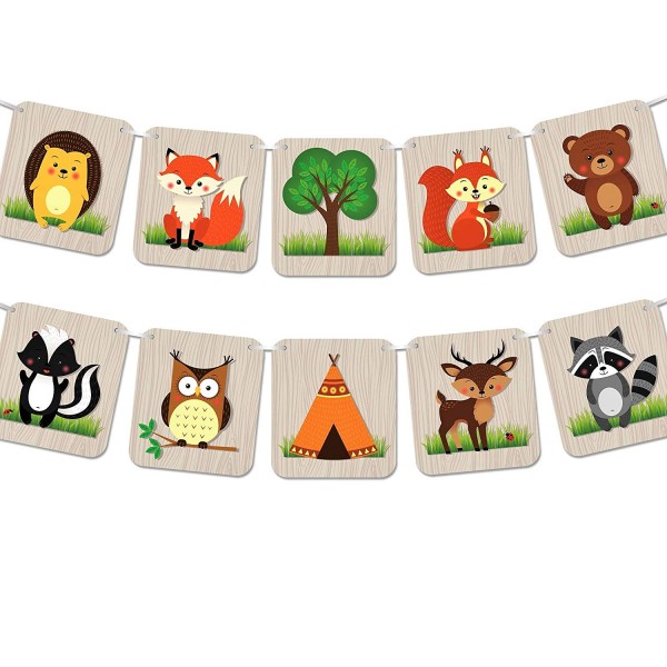Woodland Creatures Banner Birthday Decorations Woodland Creatures Banner Birthday Decorations