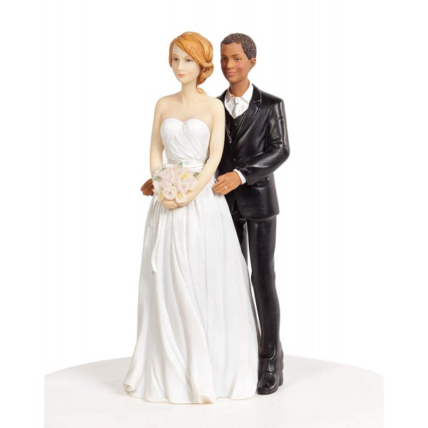 Chic Interracial Wedding Cake Topper