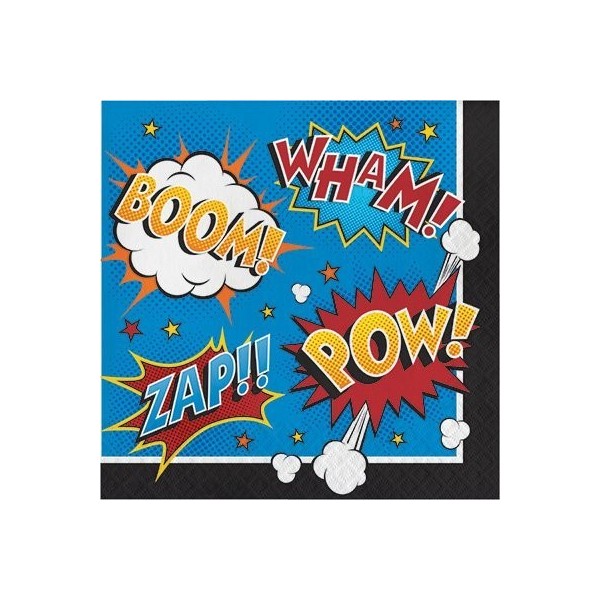 Cartoon Superhero Slogans Birthday Napkins