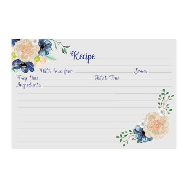Recipe Cards Set Floral Design