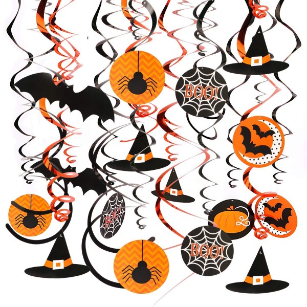 30 Pieces Halloween Hanging Swirl Party Decorations-Witches and Bats ...