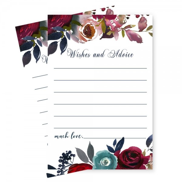 Navy Floral Advice Cards Supplies