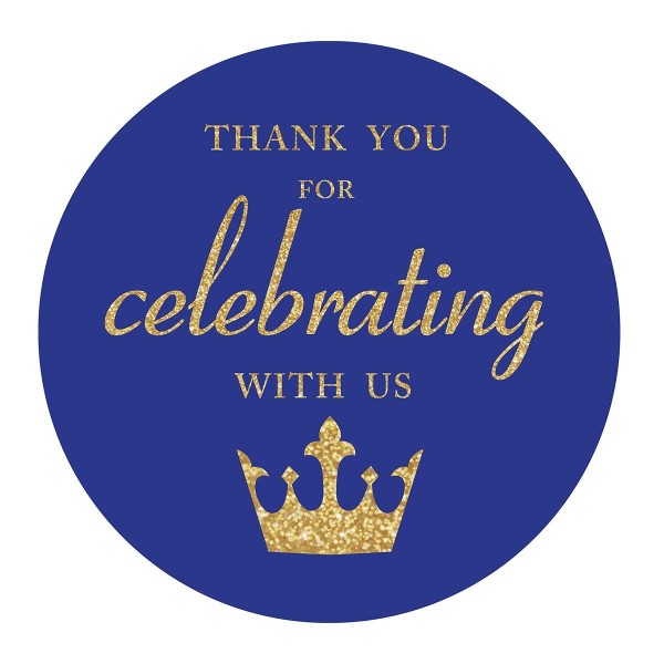 Royal Blue Little Prince Thank You stickers - Gold Glitter ...