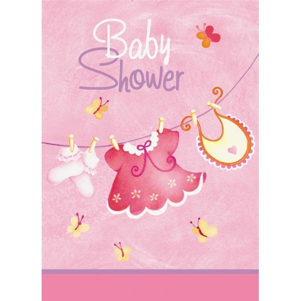 Pink Clothesline Girl Shower Invitations