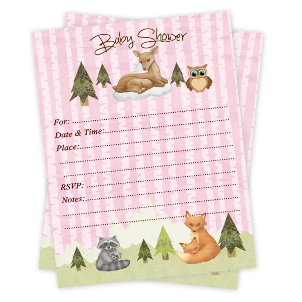 Woodland Shower Invitations Count Envelopes