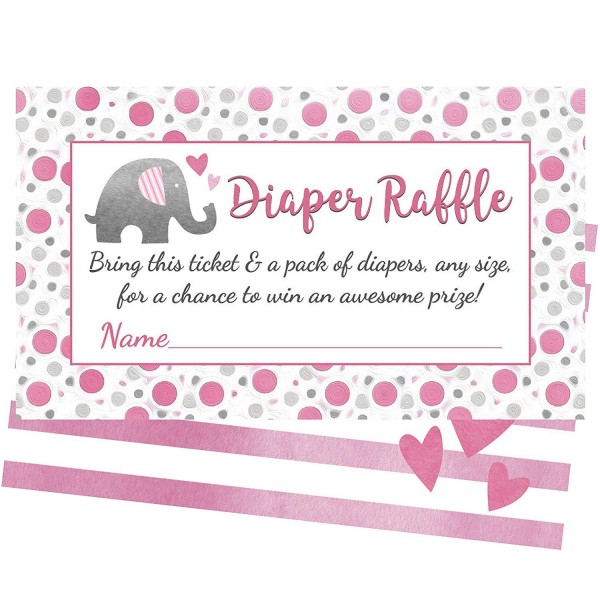 Pink Elephant Diaper Raffle Tickets