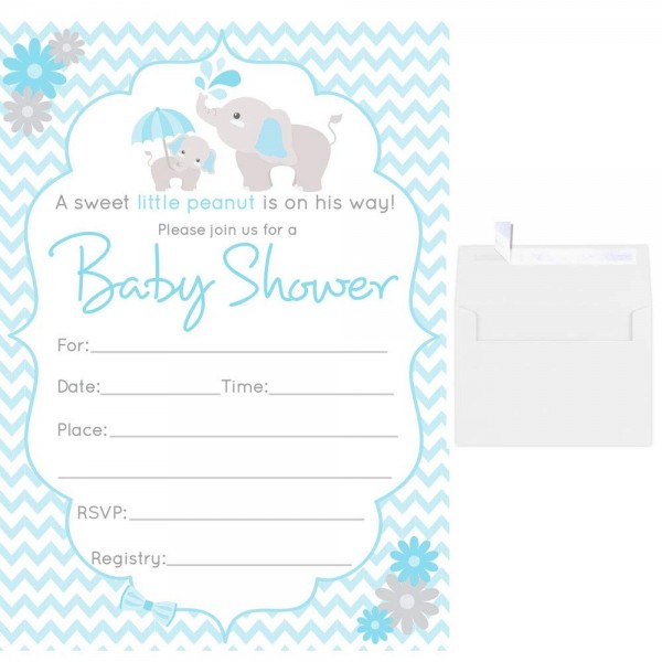 Blank Shower Invitations Elephant Envelopes