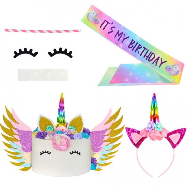 QtGirl Birthday Headband Eyelashes Decoration