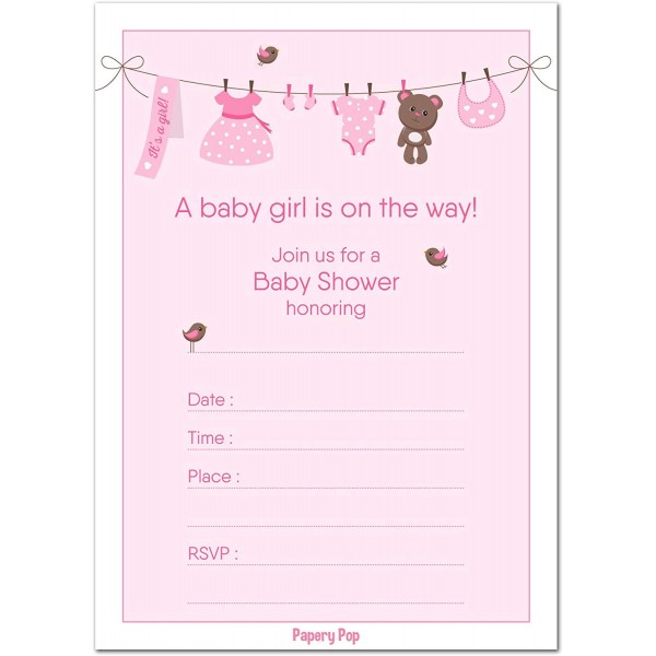 Baby Shower Invitations Girl Envelopes